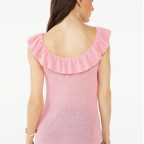 Scoop Summer Sweater Lightweight Pink Sz Large 12-14 Knit 100% Cotton Swank Top - Picture 5 of 11